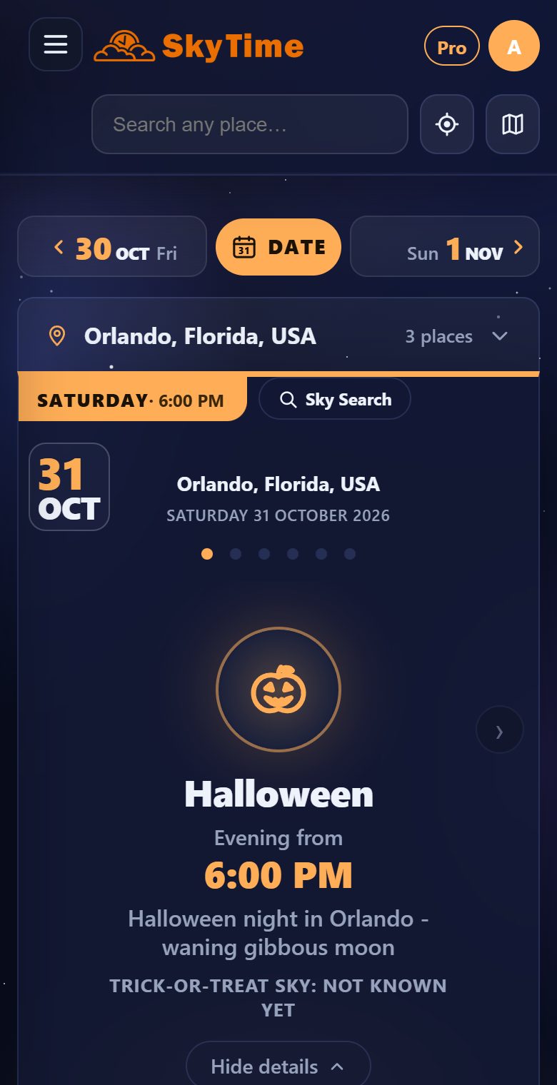 Holidays in the sky on the website