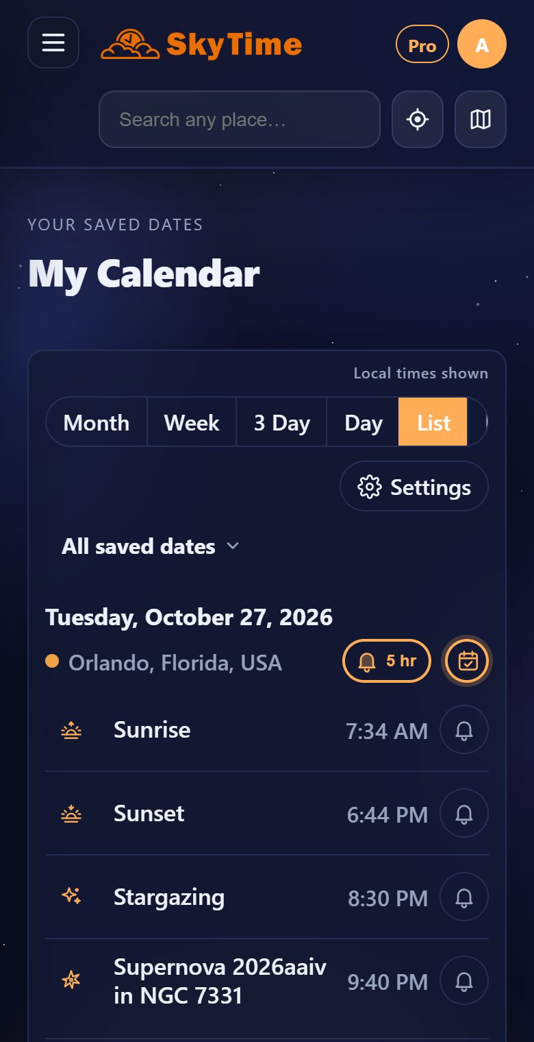 Your sky, on your calendar on the website