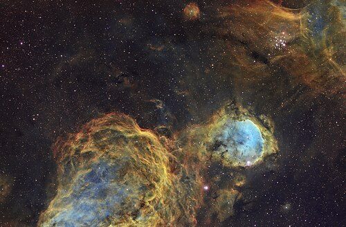 NGC 3324 Nebulosa Gabriela Mistral y y NGC 3293 Cúmulo estelar abierto "Gemas" en banda es
